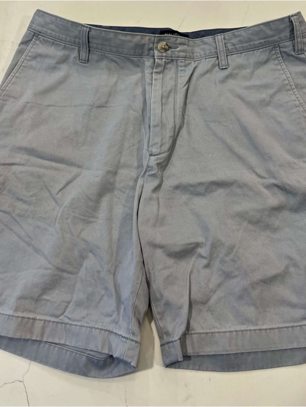 Nautica Men's Pale Blue Flat Front Chino Shorts